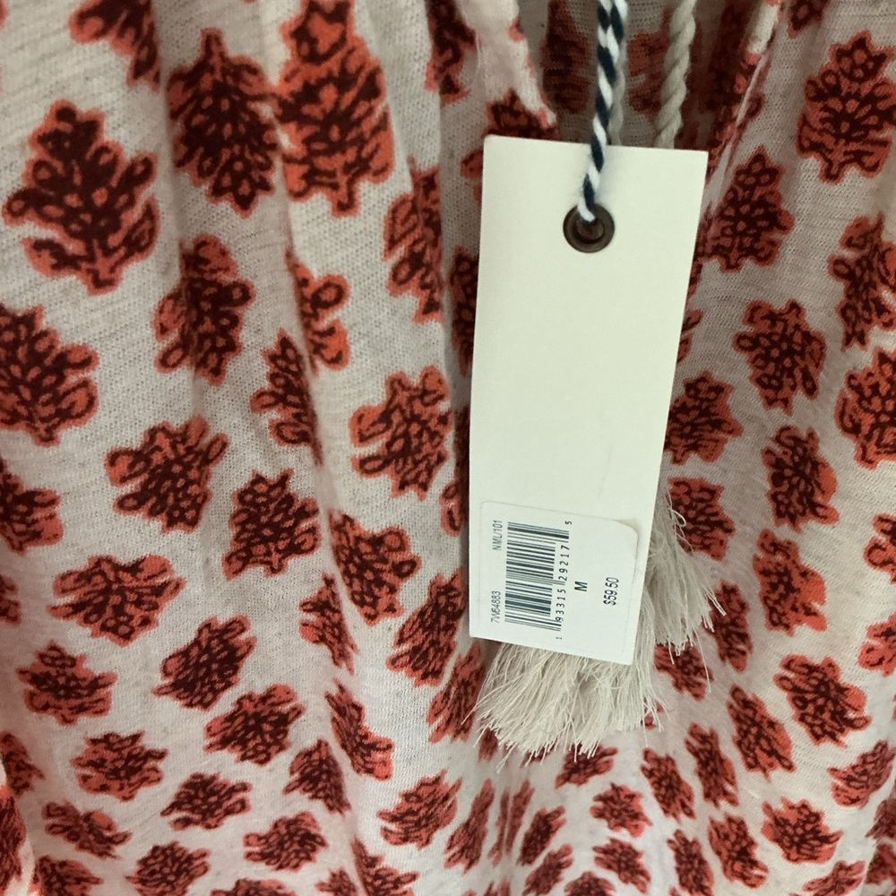 Lucky Brand Boho Tassel Tie Short Sleeve Blouse w/ Smocking - Picture 5 of 5